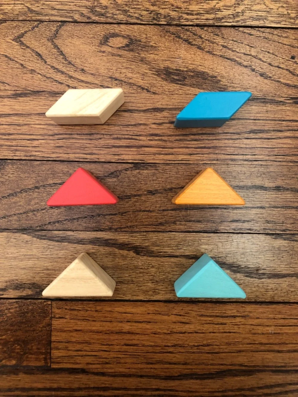 Tegu Pocket Pouch Prism Magnetic Wooden Blocks in Sunset, 6 piece set